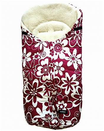 Спальный мешок в коляску №12 - Wintry, шерсть, красные/белые цветки 